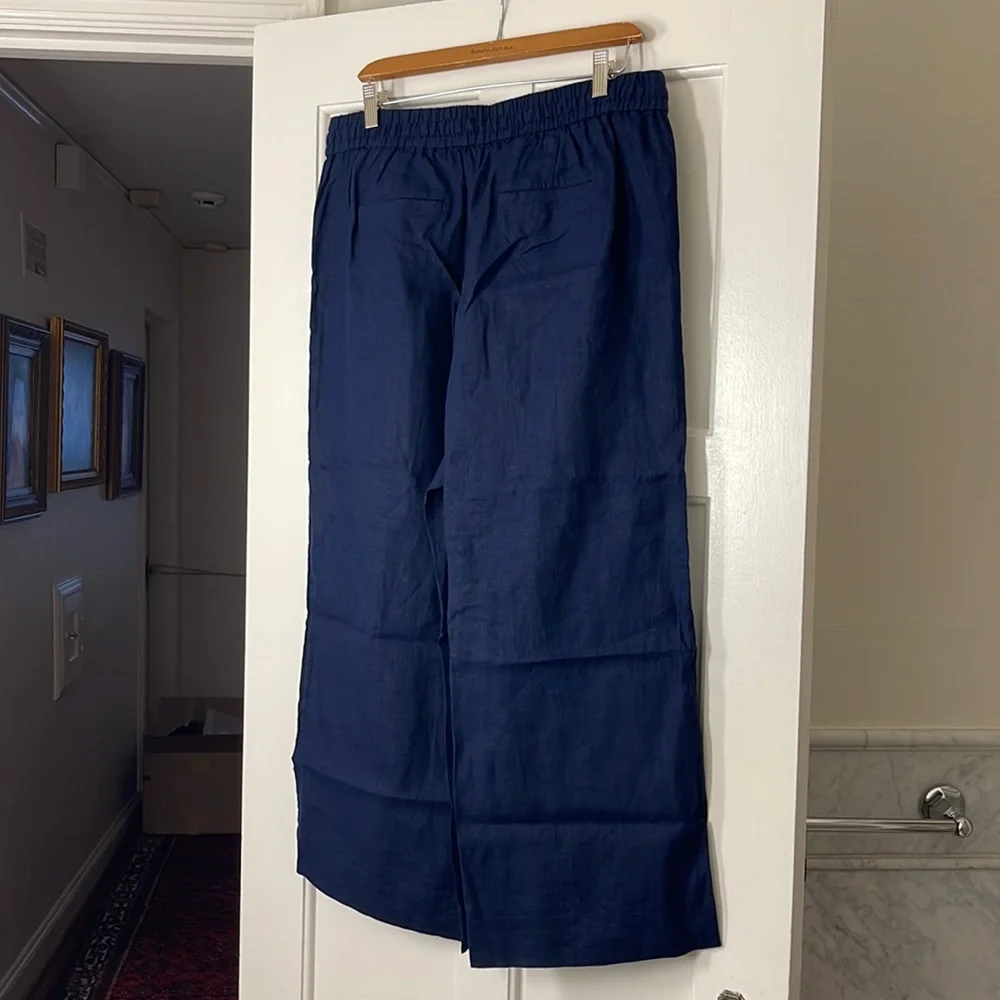 J.Crew Navy Linen Wide-leg seaside pant BO810